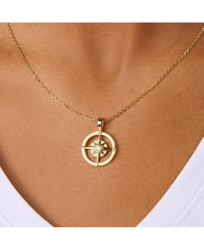 Compass Pendant Necklace in Over Sterling