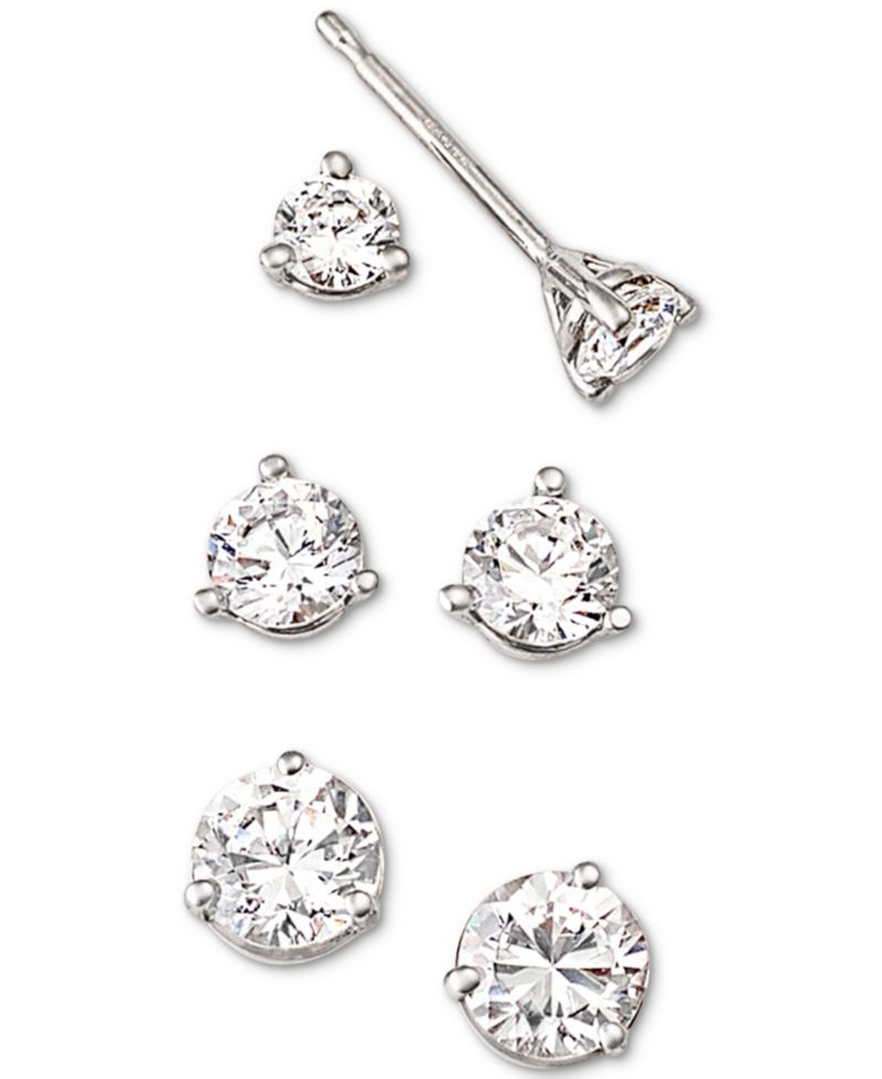 Certified Near Colorless Diamond 3-Prong Stud Earrings (1/4-2 ct. t.w.) in 18k White or Yellow Gold