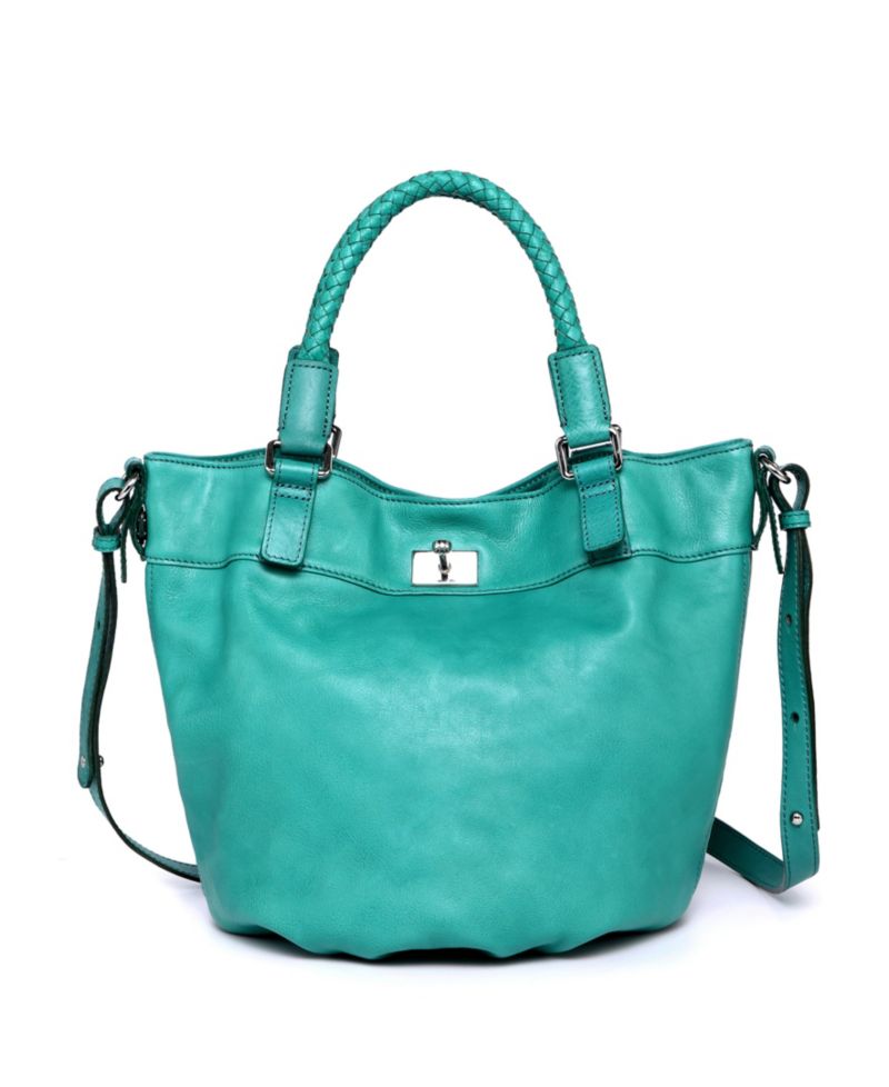 Pumpkin Small Leather Crossbody Bucket Bag