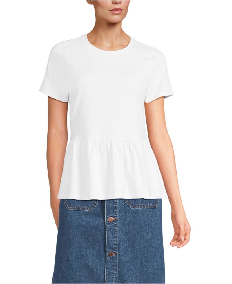 Women's Short Sleeve Lightweight Jersey Crew Neck Peplum Tee
