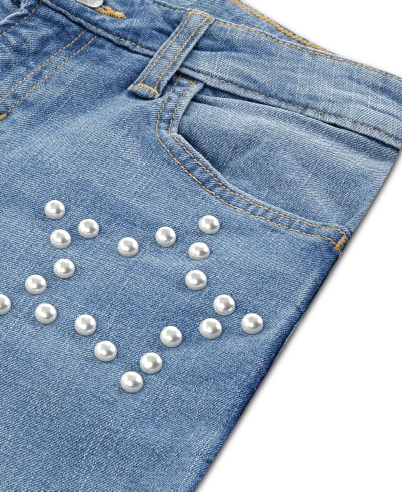 Girls' 5-16 Pearly High-Waisted Wide-Leg Jeans
