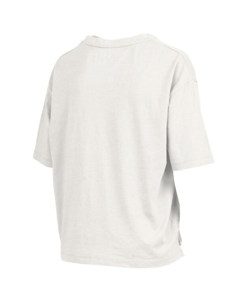 Women's White Oregon Ducks Nelson Arch Over Logo Waist Length Oversized Slub T-Shirt