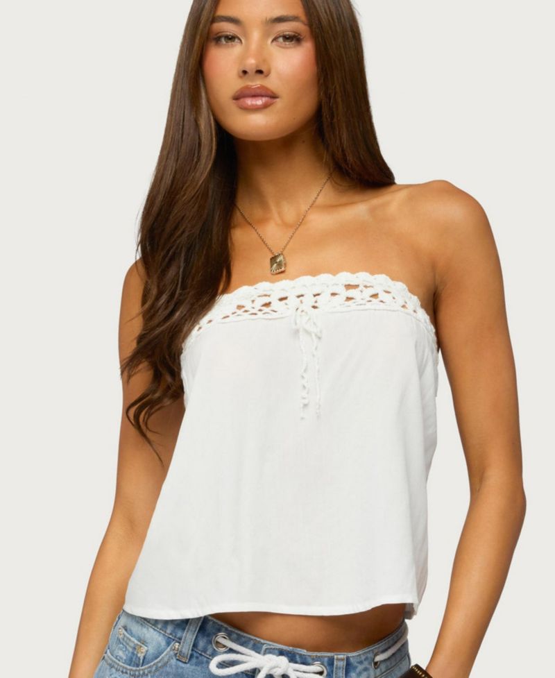 Women's Pearle Strapless Crochet Tube Top