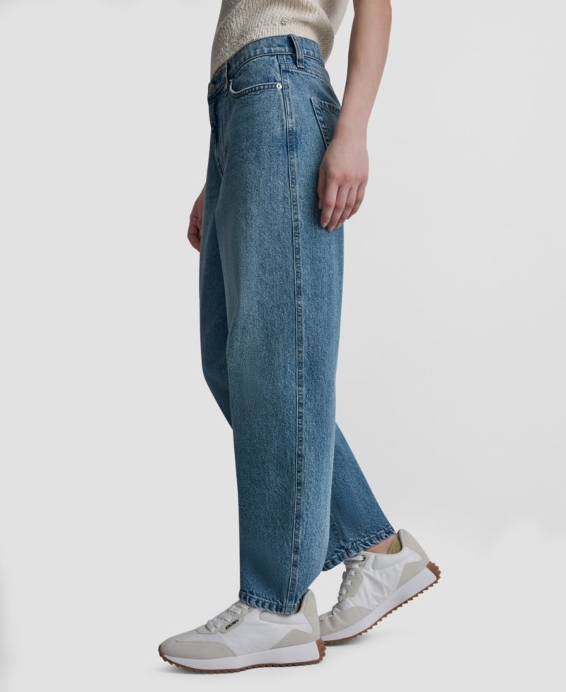 Women's Mid-Rise Barrel-Leg Cotton Jeans