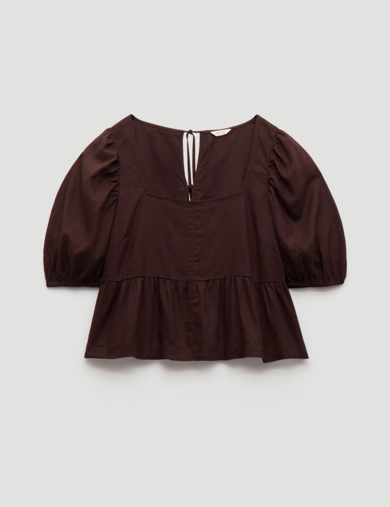 Women's Alva Puff Sleeve Linen Beach Top