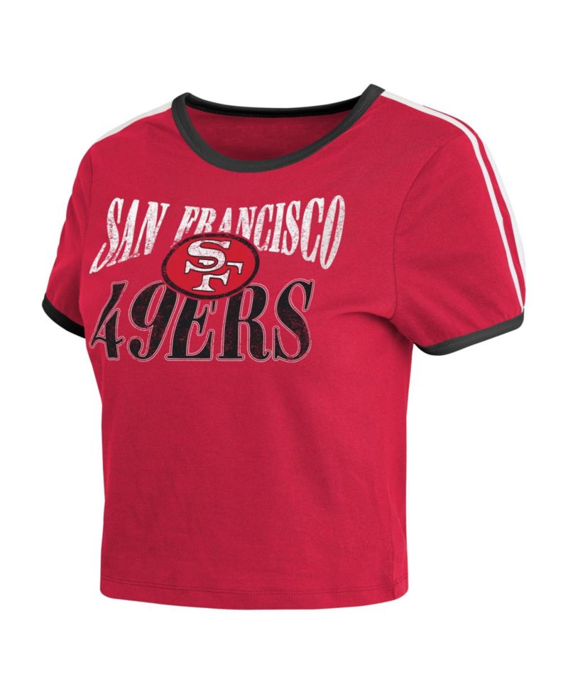 Women's San Francisco 49ers Cropped Throwback Ringer T-Shirt