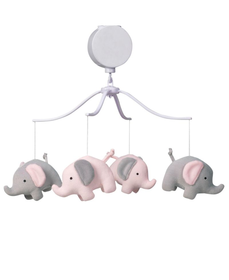 Eloise Pink/Gray Elephant Musical Baby Crib Mobile