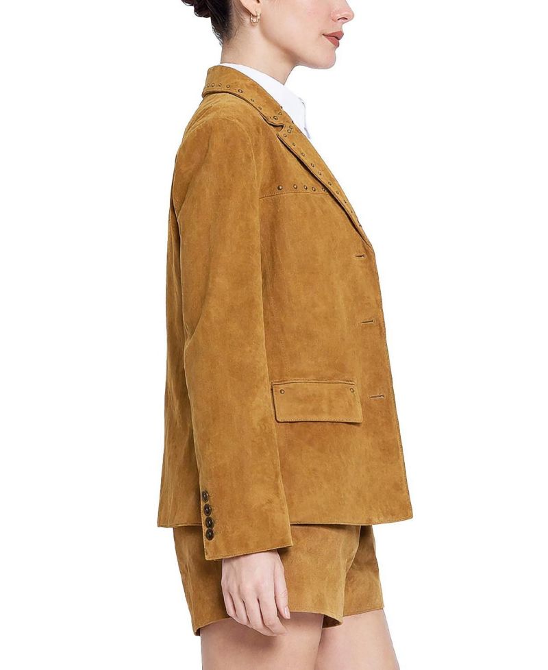 Women's Odessa Studded-Leather Boyfriend Blazer