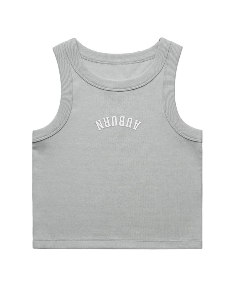 Women's Gray Auburn Tigers Upside Down Embroidery Ribbed Cropped Tank Top
