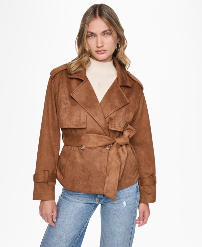 Women's Faux Suede Short Trench Jacket