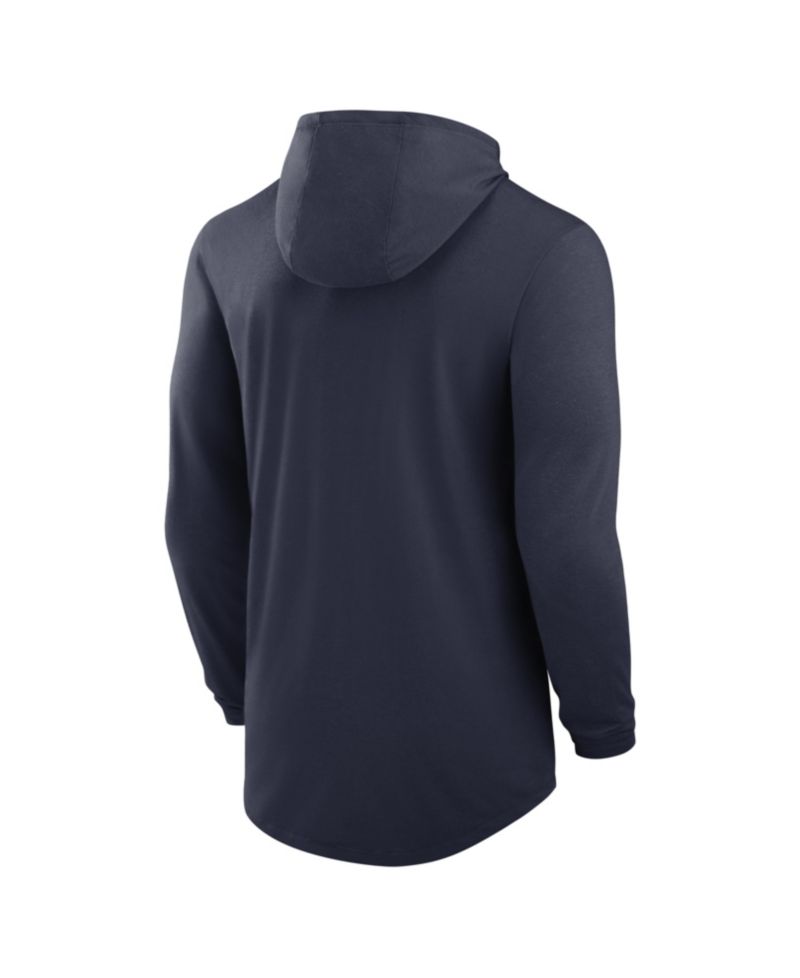 Men's Navy Michigan Wolverines Primetime Arch Tri-Blend Dri-FIT Long Sleeve Hooded T-Shirt