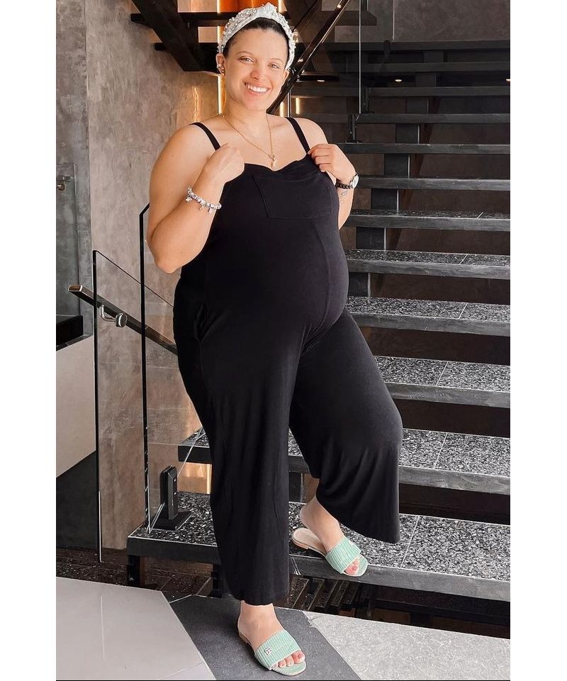 Women's Black Sleeveless Pocketed Wide Leg Jumpsuit