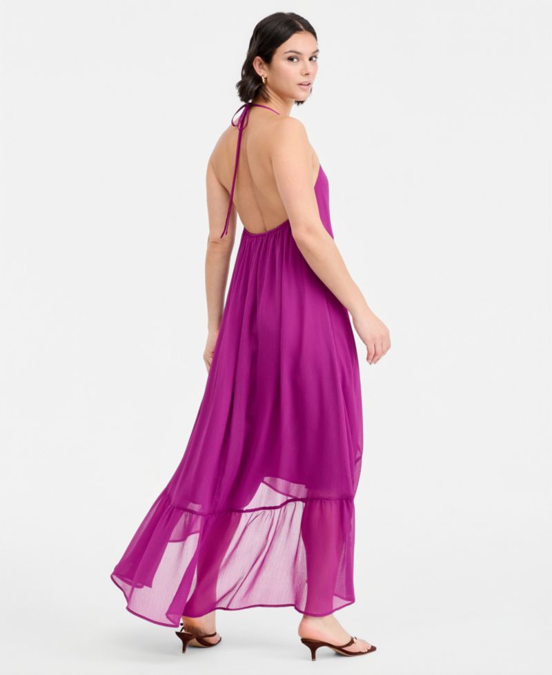 Women's Chiffon Halter High-Low Maxi Dress