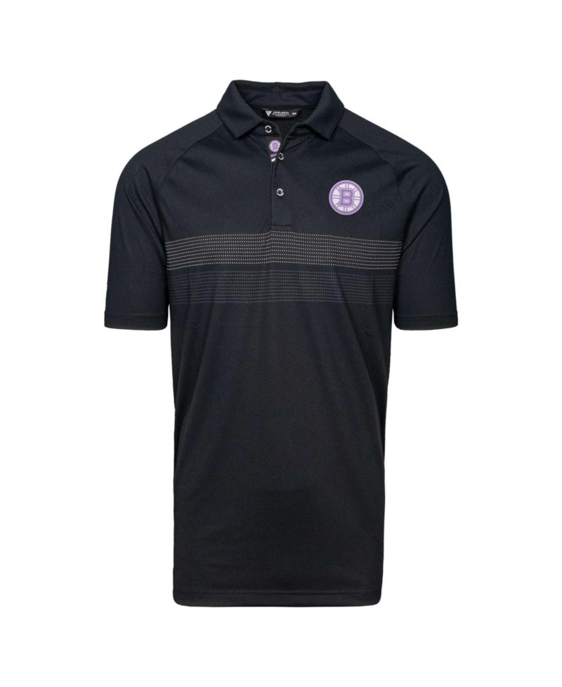 Men's Black Boston Bruins Hockey Fights Cancer Draft Day Mason Polo Shirt