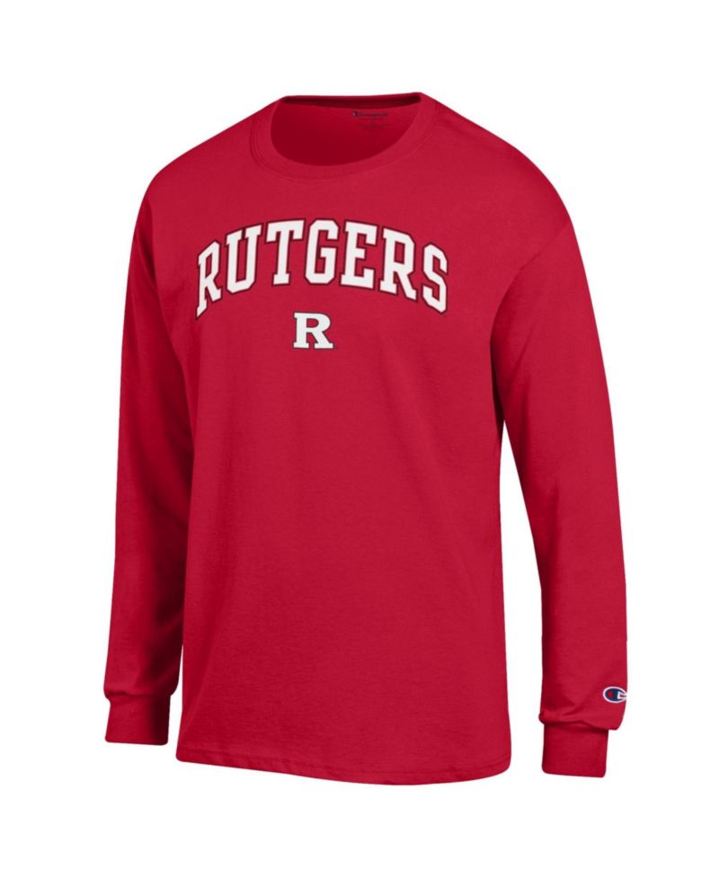 Men's Champion Scarlet Rutgers Scarlet Knights Arch Over Logo Long Sleeve T-Shirt