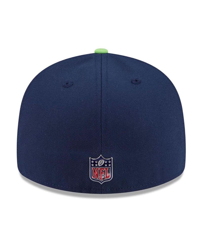 Men's College Navy/Neon Green Seattle Seahawks 2026 NFL Draft Pre-Curved 59FIFTY Fitted Hat
