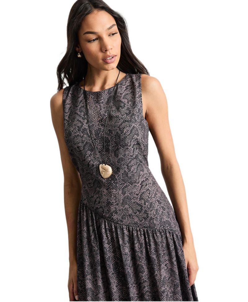 Women's Printed Chiffon Tiered Maxi Dress