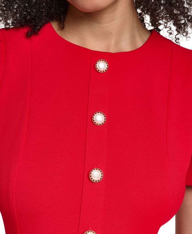 Women's Puff-Sleeve Scuba-Crepe Sheath Dress