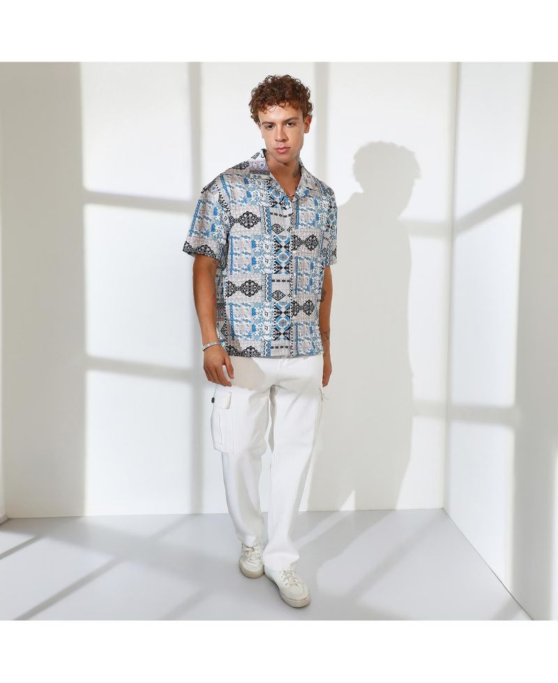 Abstract Seersucker Shirt