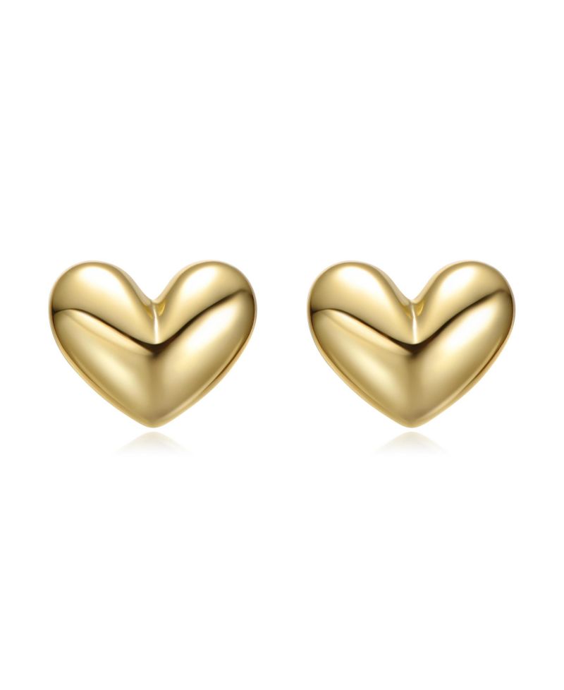 Minimalist High-Polish Puffy Heart Dainty Stud Earrings