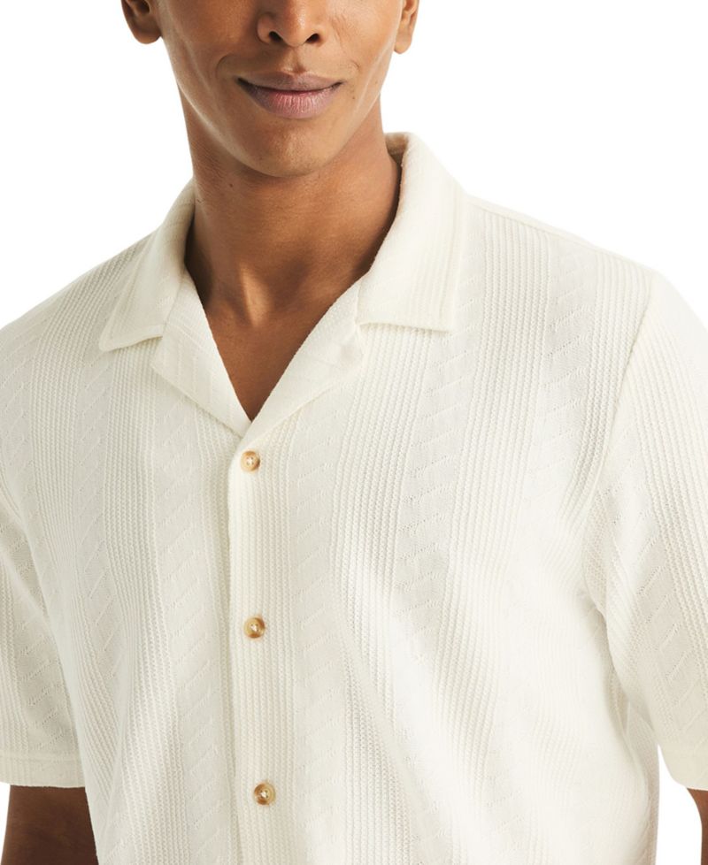 Men's Short-Sleeve Vertical Textured Polo Shirt