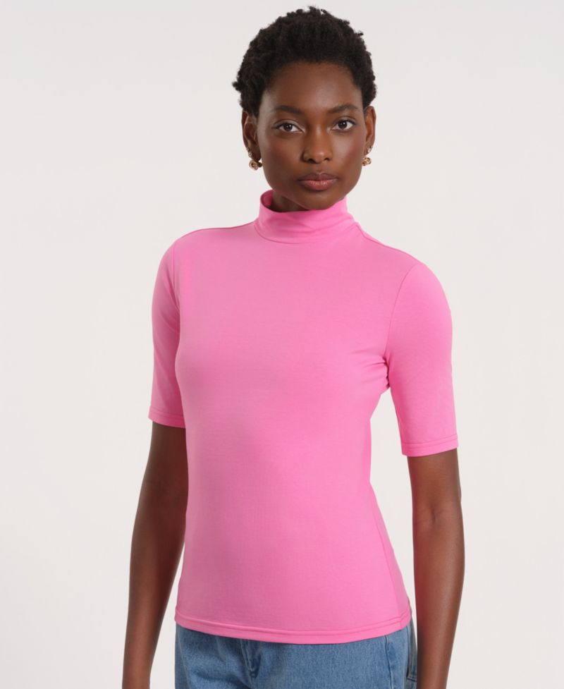 Women's Short-Sleeve Turtle Neck Knitted Top
