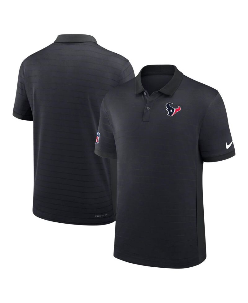 Men's Navy Houston Texans Sideline Victory Stripe Performance Polo Shirt