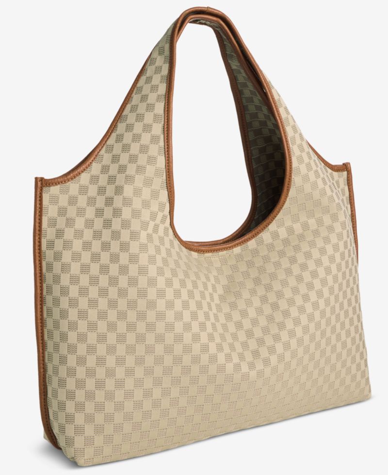 Checkered Soft Knit Tote Bag