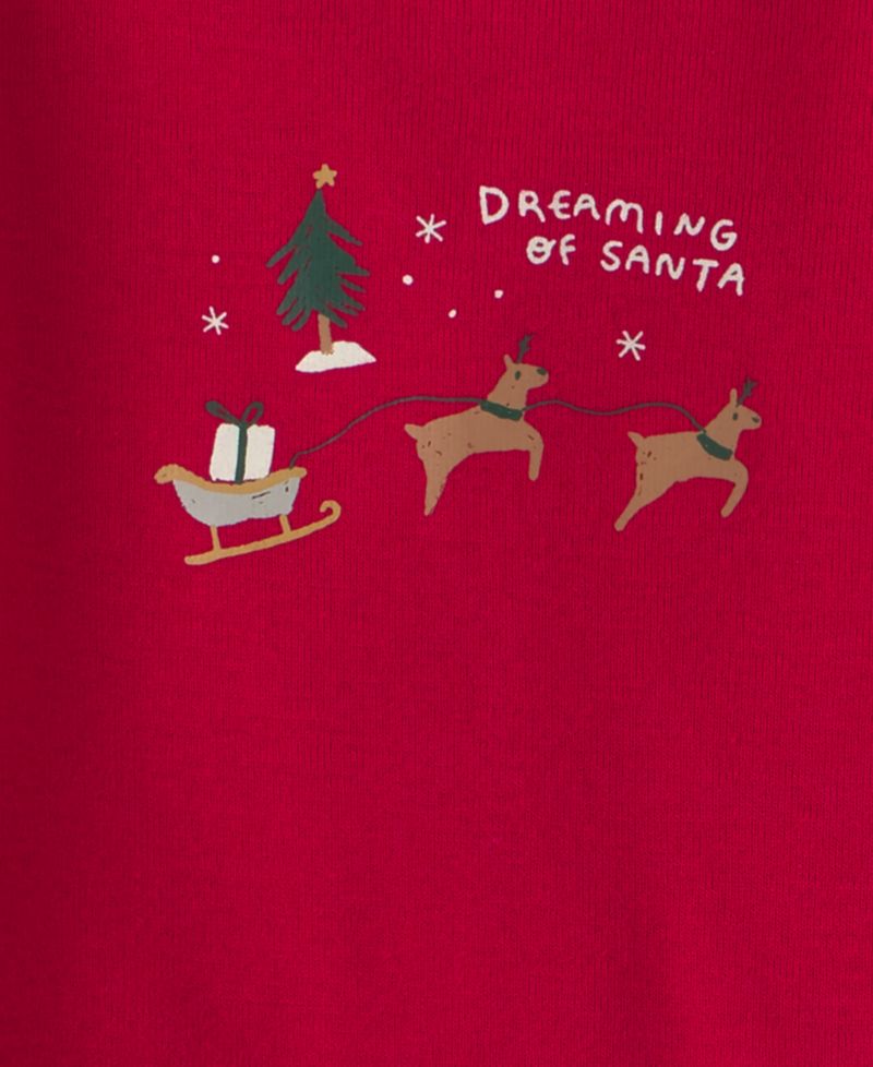Baby Boys' Dreaming of Santa Long-Sleeve Buffalo-Check Bodysuit and Footed Pajama Pant, 3-Piece Set