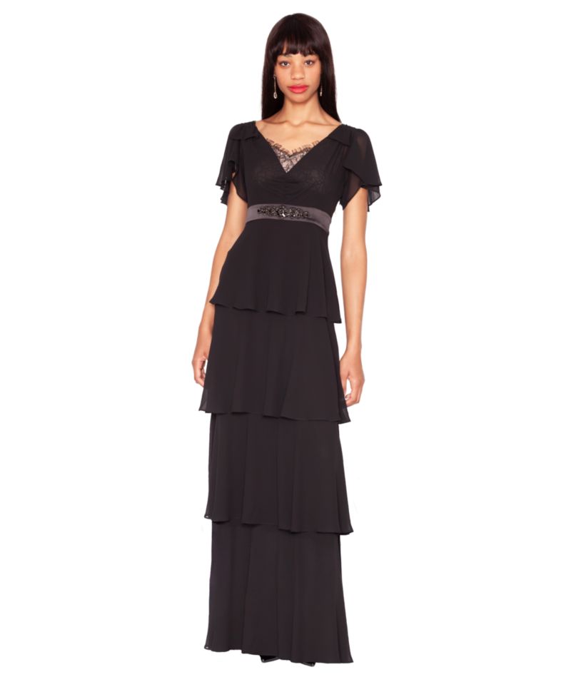 Women's V-Neck Ruffle Ball Gown