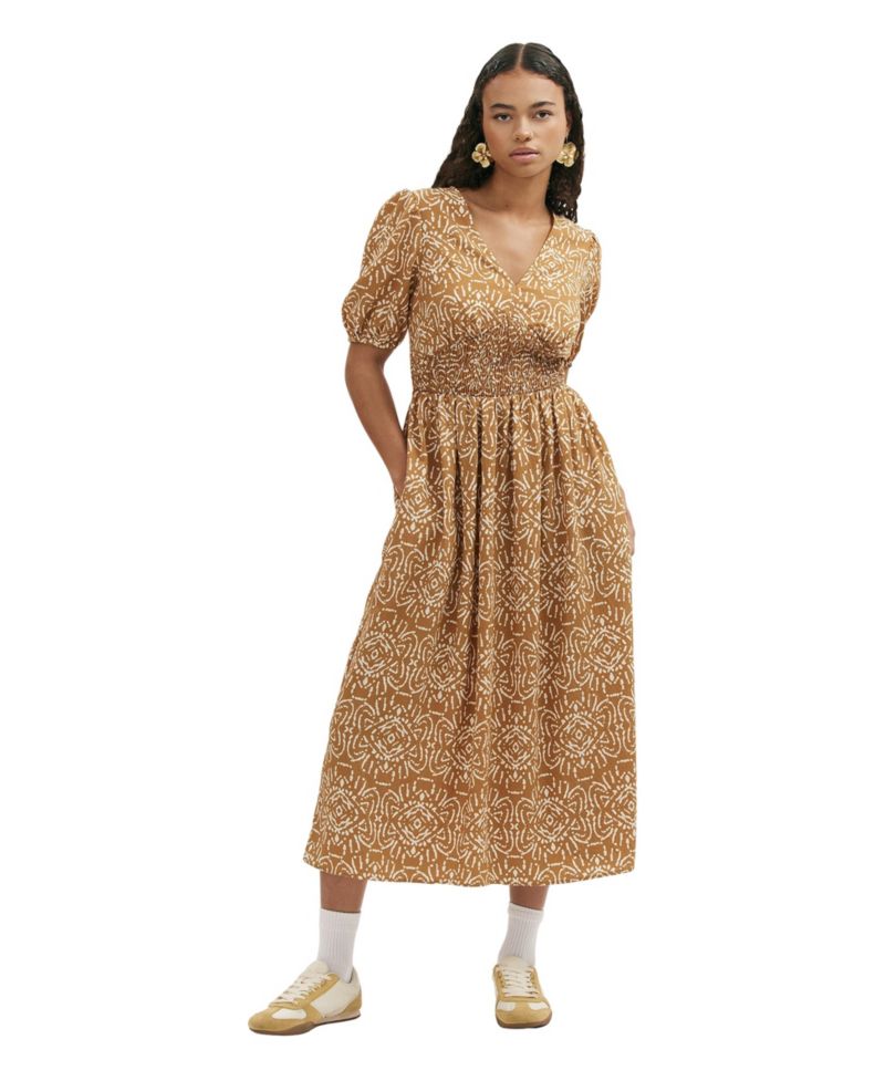 Women's Kiara Printed V-Neck Short-Sleeve Midi Dress