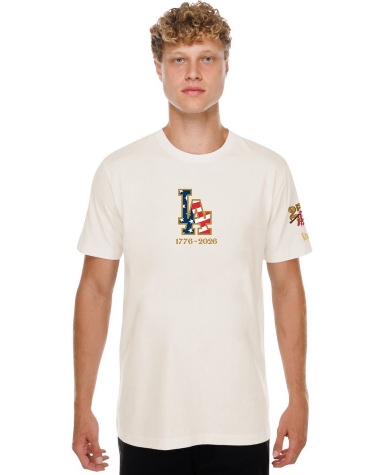 Men's Cream Los Angeles Dodgers 250th Fourth of July T-Shirt