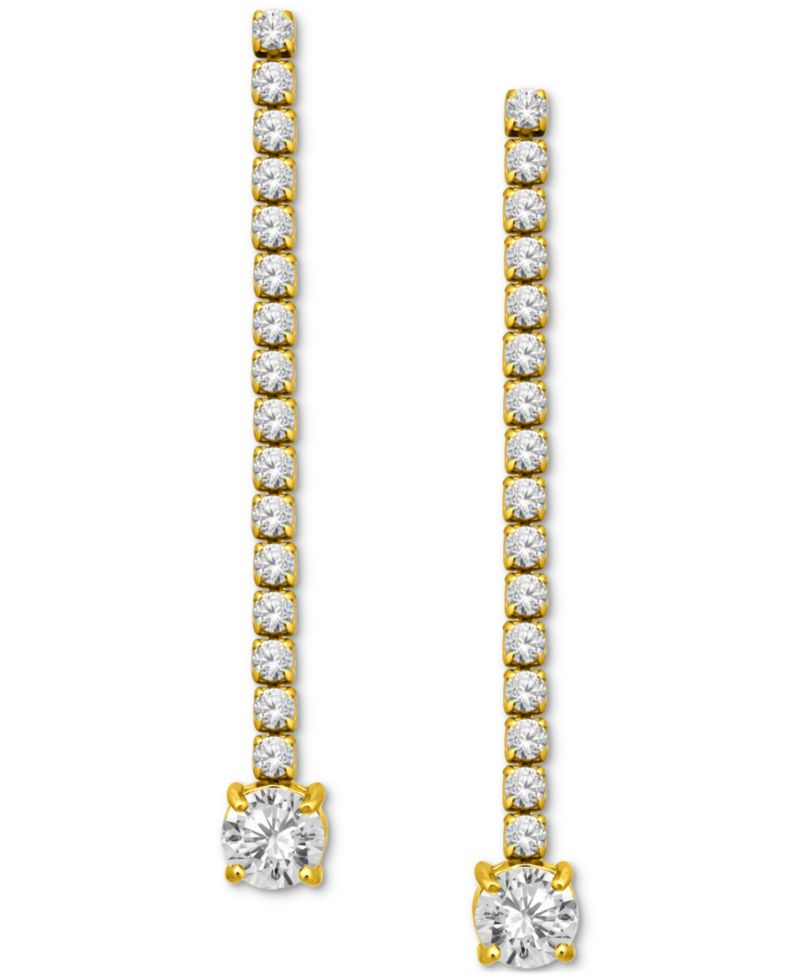 Cubic Zirconia Linear Drop Earrings