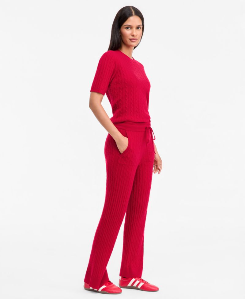 Women's Cable-Knit Wide-Leg Pants