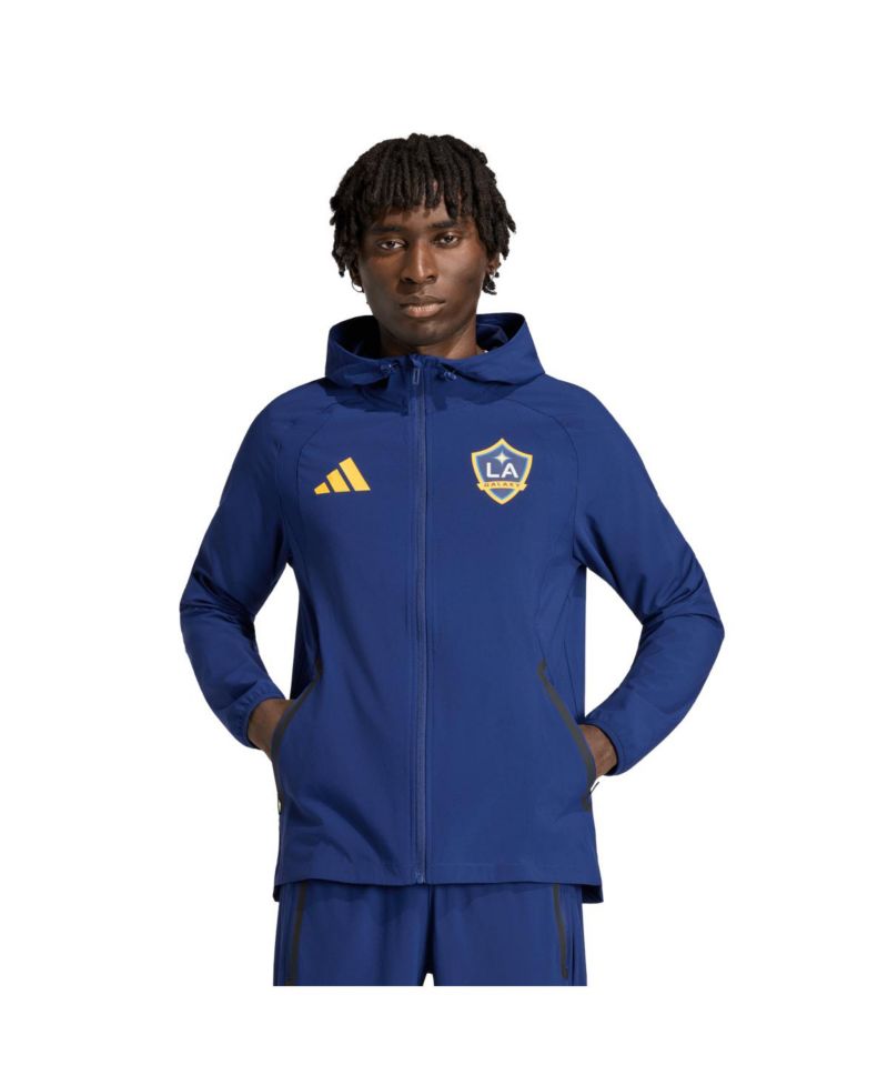 Men's Navy LA Galaxy Tiro Travel Full-Zip Hooded Windbreaker Jacket