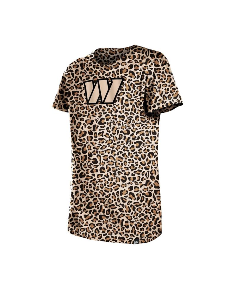 Big Girls Tan Washington Commanders Mom & Me Leopard T-Shirt