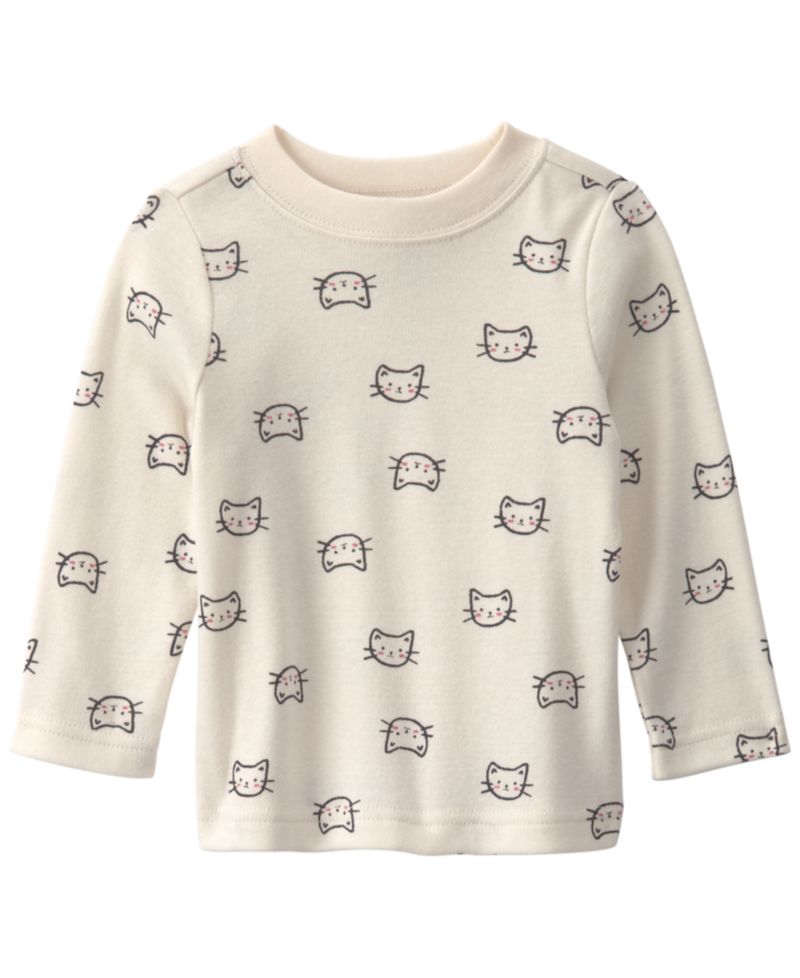 Baby Girls' Cat Long-Sleeve Top and Corduroy Overall, 2-Piece Set