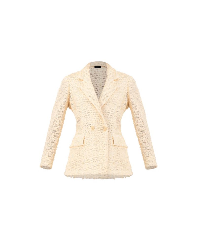 Women's Textured Sequin See-Through Blazer with Tailored Silhouette