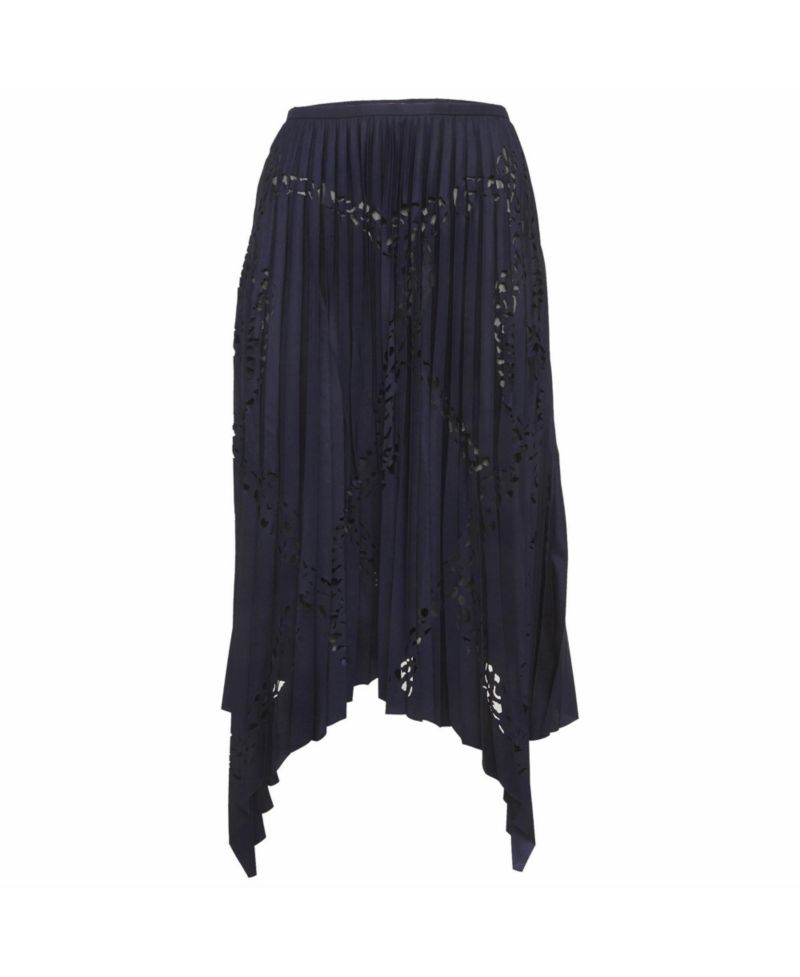 Women's Laser Cut Plisse High Low Hem Skirt