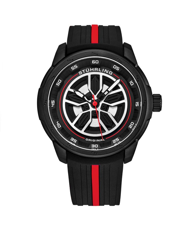 Men's 984 Quartz 44mm Aviator Multi Layered Dial Silicone Strap Men's Watch
