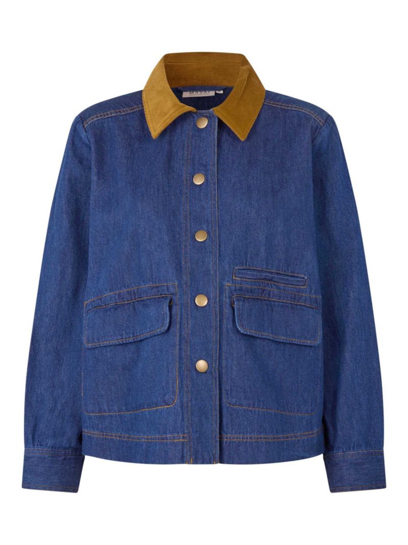 Women's Long Sleeve Velvet Collared Denim Jacket