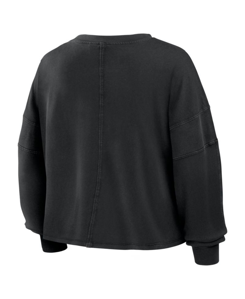 Women's Black Green Bay Packers Oversized Chop Block Boxy Long Sleeve T-Shirt