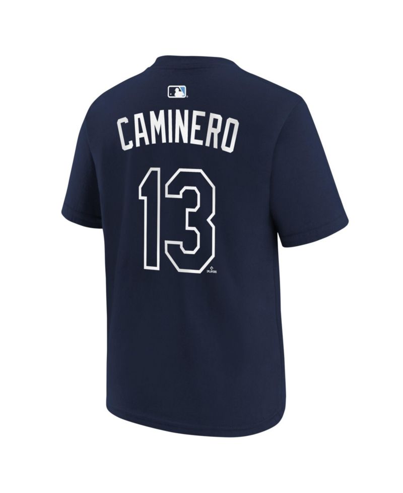 Big Boys and Girls Junior Caminero Navy Tampa Bay Rays Name & Number T-Shirt
