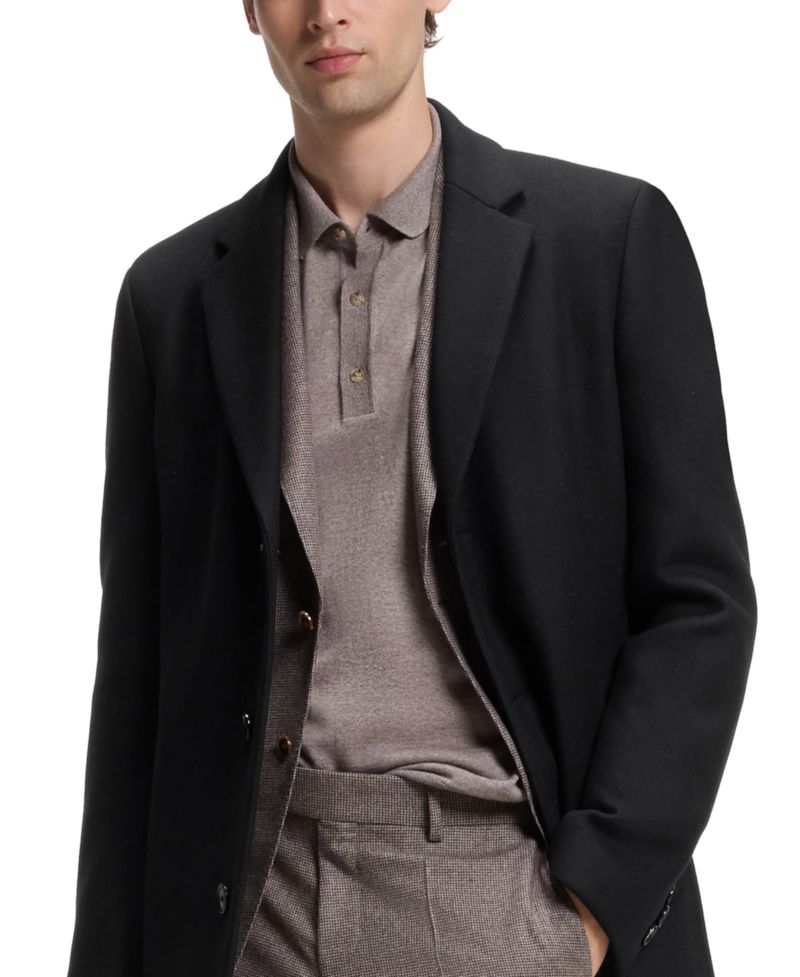 Men's Slim-Fit Formal Wool-Blend Coat