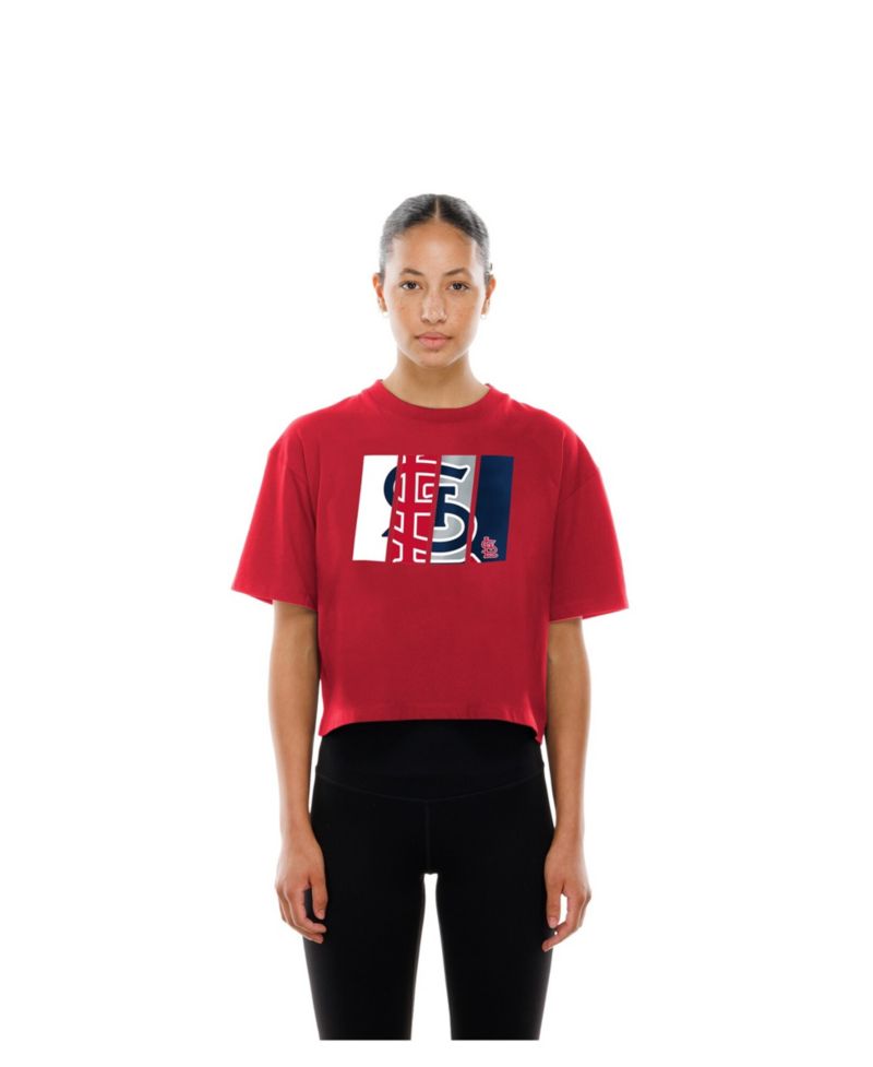 Women's Red St. Louis Cardinals Boxy Foil Logo T-Shirt