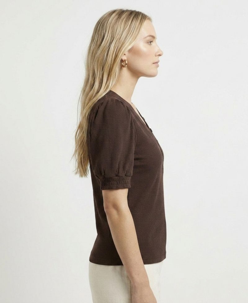 Women's V-Neck Puff Sleeve Top
