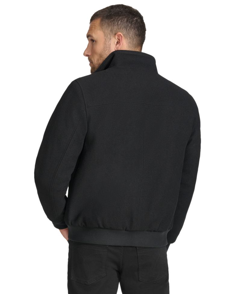 Men's Wool Bomber Jacket With Knit Trim