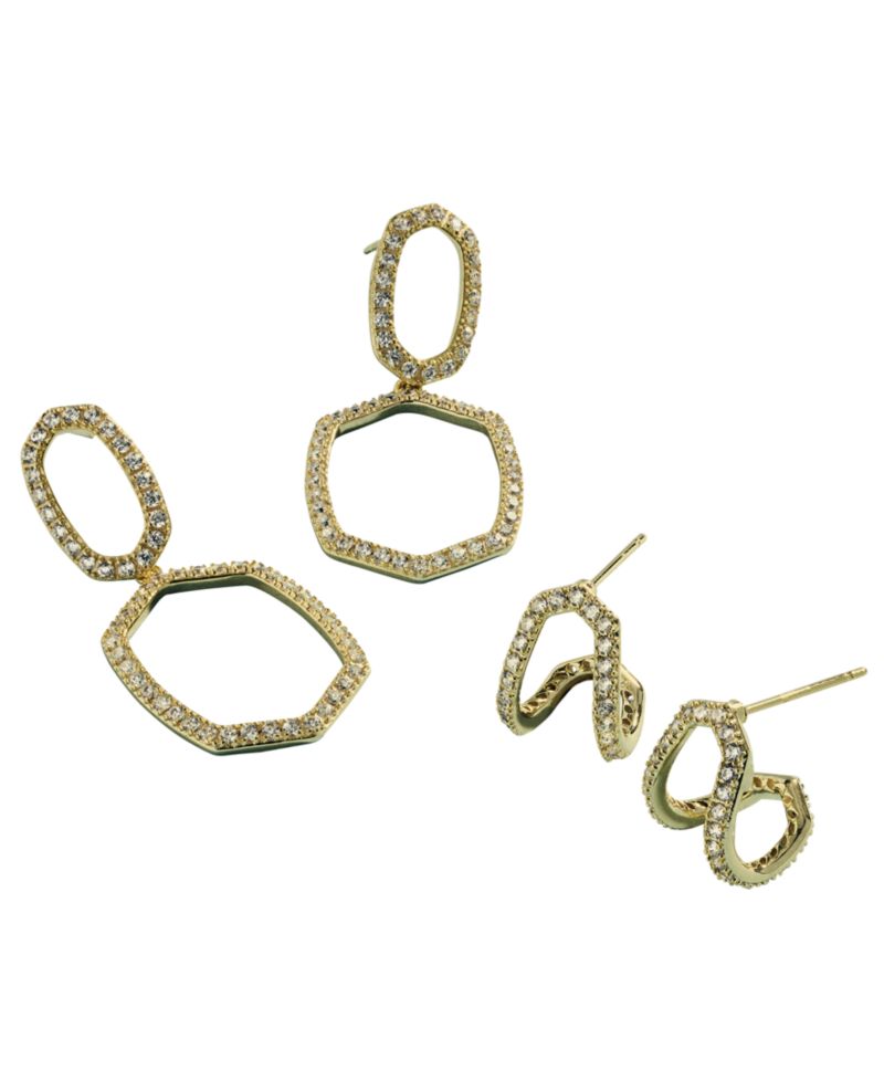Cubic Zirconia Open Daphne Pave Open Frame Drop Earrings