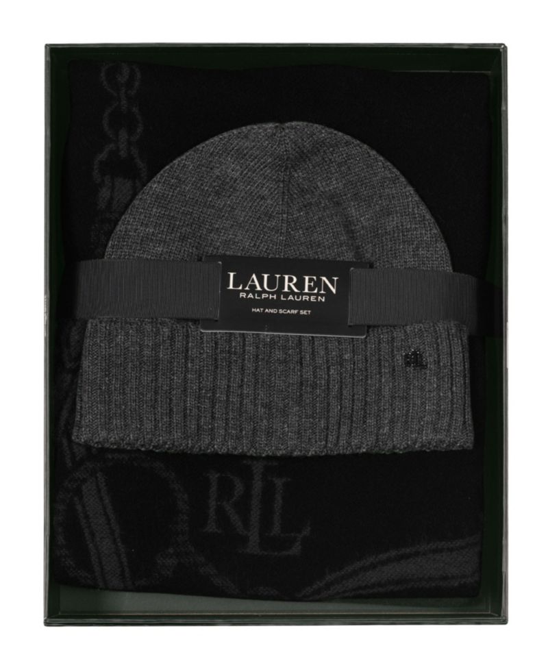 Equestrian Woven Scarf and Knit Beanie Set