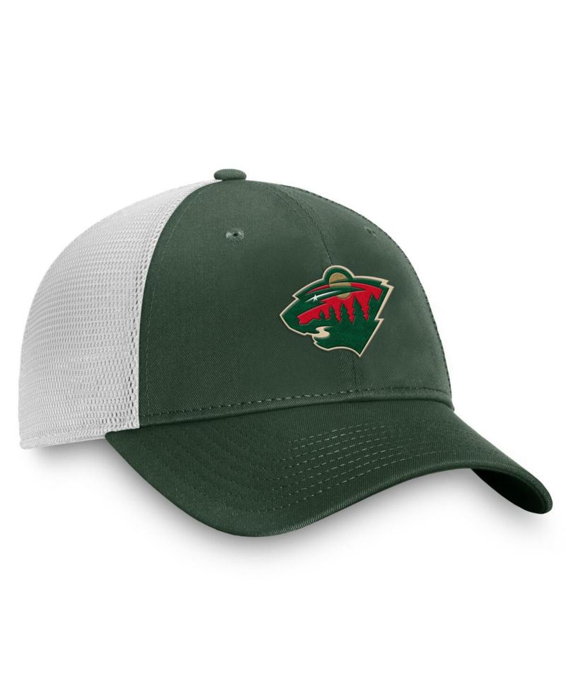 Men's Green/White Minnesota Wild Core Primary Logo Trucker Adjustable Hat